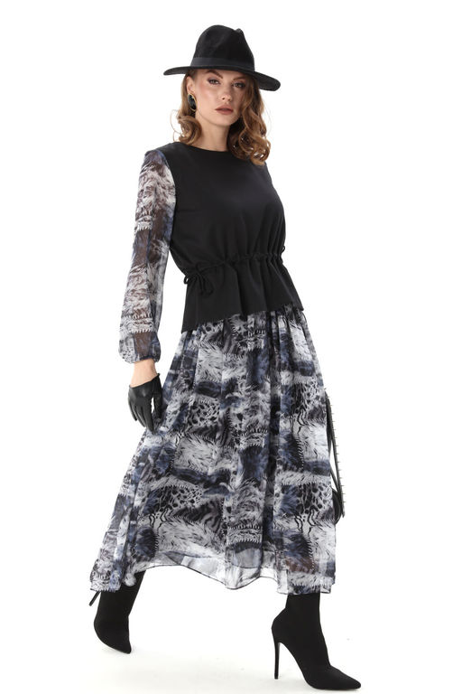 Платье NIKVA н740-19 чёрный и серая абстракция фото 6