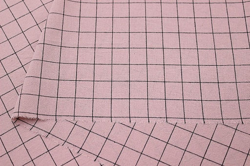 Вареный (стираный) хлопок Черная клетка (1.8*1.8см) цв.пыльный розово-сиреневый, ш.2.5м, хл-100% - Купава фото 3