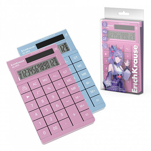 Цена за 1 шт. Калькулятор настольный 12-разрядов ErichKrause DC-2675 Manga, ассорти (в пэт-боксе по 1 шт.)