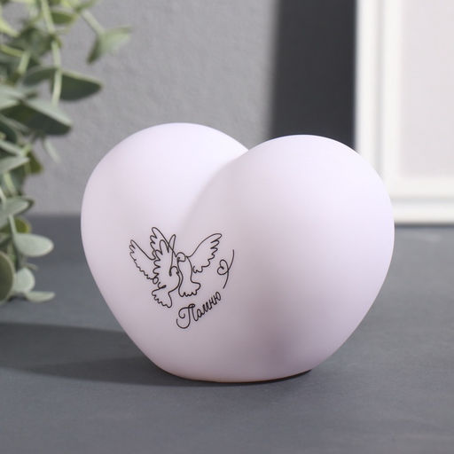 Фигурка светящаяся RISALUX Сердце. Голуби, LED-ночник, 3хLR44, 8?11?7 см