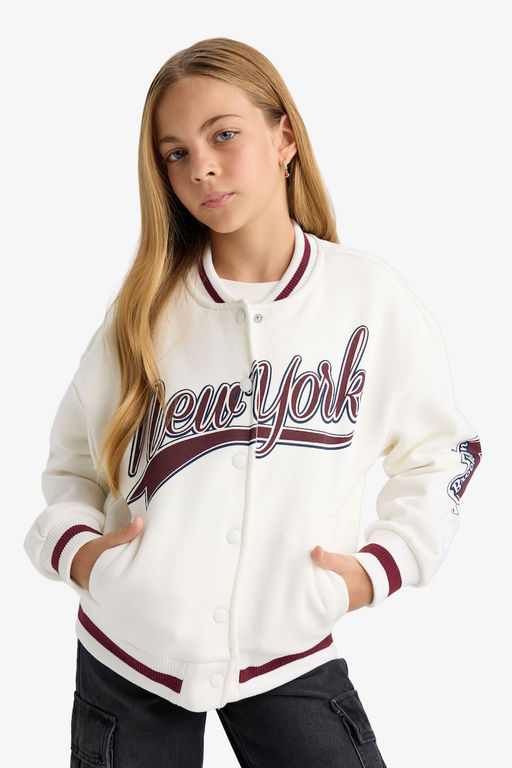 Bask_l_ Kolej Yaka Bomber Ceket K_z _ocuk - Defacto фото 4