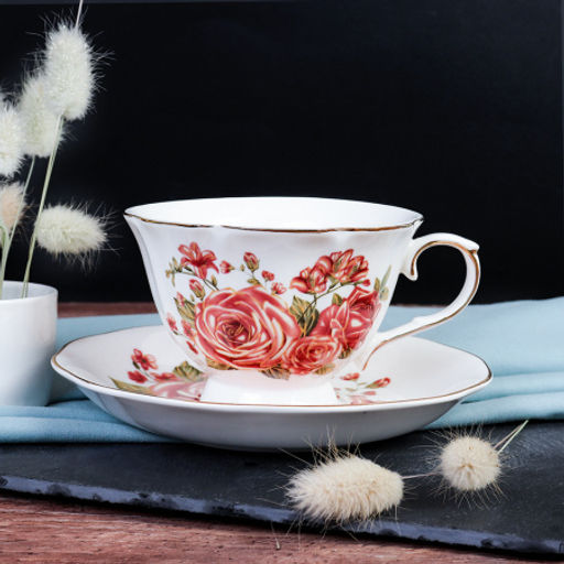 Чайный набор 2 предмета 250 мл на ножке / RS/12-FY163011P /уп 6/ уп 48/ Костяной фарфор / Чайная роза - Галеонтрейд фото 5