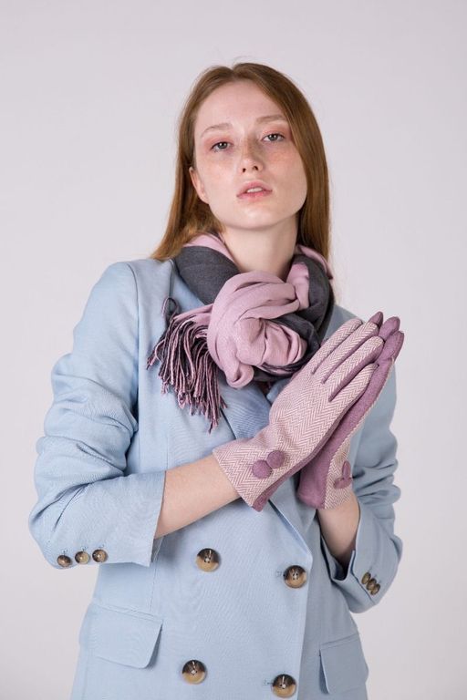 Перчатки из полиэстера в елочку