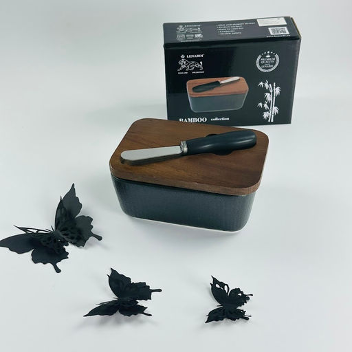 235-026 Масленка 14см с крышкой и ножом BLACKWOOD в под.уп.(х24) Фарфор - Lenardi фото 2