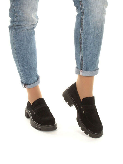 03-C1818-2 BLACK Лоферы женские (натуральная замша)