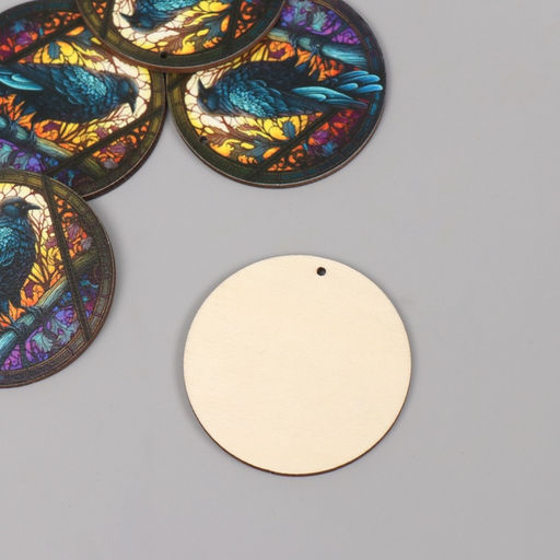 Цена за 5 шт. Декор для творчества дерево Ворон. Витраж, 4.64.60.3 см - Арт узор фото 2