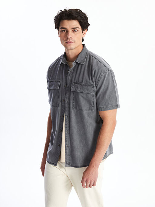 Rahat Kal?p K?sa Kollu Erkek Jean G?mlek