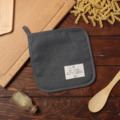 Прихватка Этель ECO grey, 19х19 см, 100% лён, 245 г/м2  фото 5