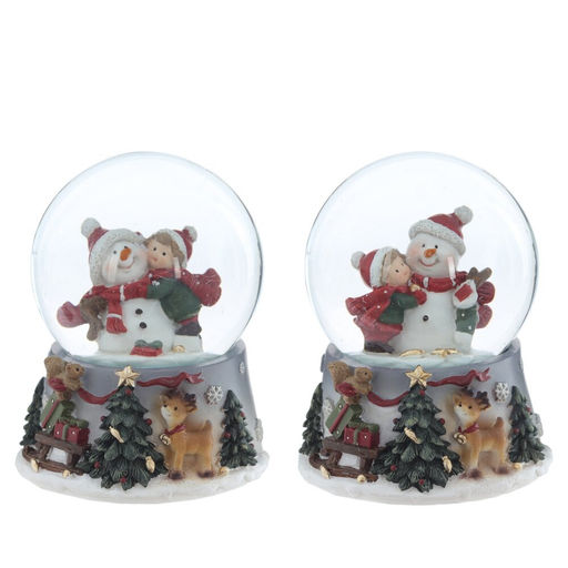 Фигурка декоративная "Снеговик" в стекл шаре, L7 W7 H8,5 см, 2в.