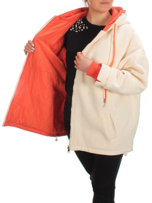 2561 BEIGE/ORANGE Худи женское (50 гр. синтепон) - Фабричный китай фото 7
