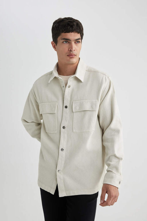 Куртка-рубашка с длинными рукавами и воротником-поло Relax Fit - Defacto фото 4