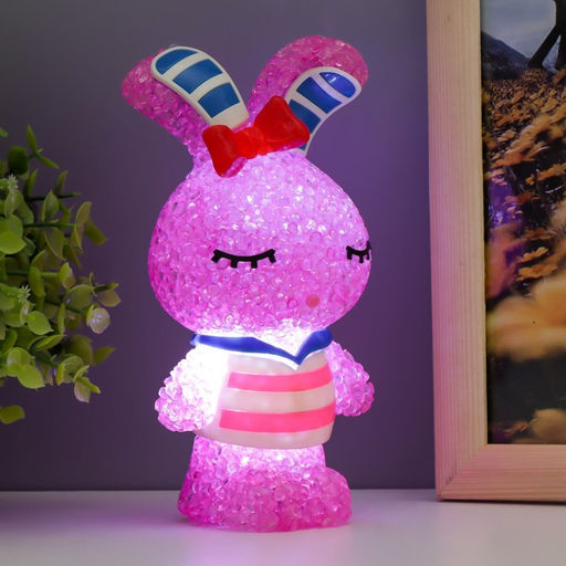 Фигурка светящаяся RISALUX «Зайка», LED-ночник, RGB, от батареек 3×LR44, 6.5×6.5×15.5 см, МИКС