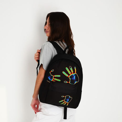 Рюкзак текстильный Отпечаток, с карманом, цвет чёрный - Nazamok фото 13