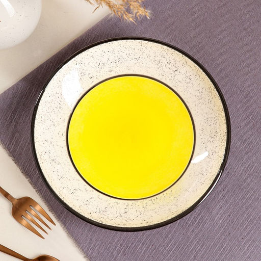 Тарелка керамическая Персия, глубокая, 550 мл, 20 см, жёлтая, 1 сорт, Иран - Керамика ручной работы фото 3