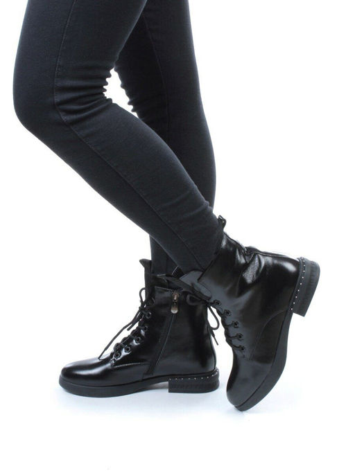 01-CH6315-21B100M BLACK Ботинки демисезонные женские (натуральная кожа, байка) - Фабричный китай фото 4