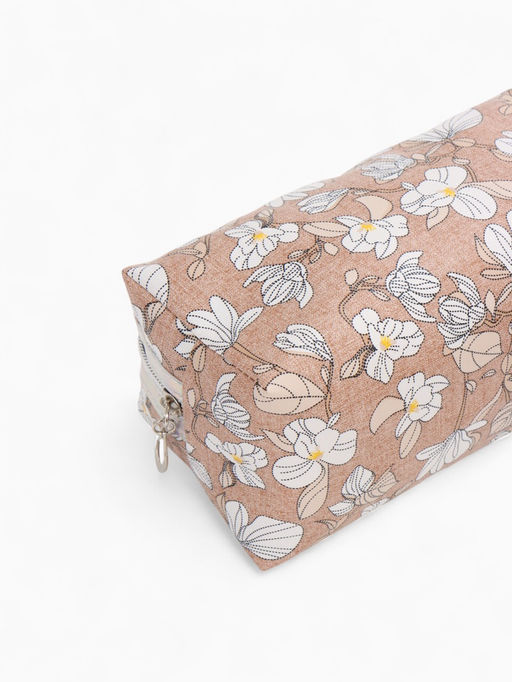 Косметичка на молнии женская, с рисунком, с рисунком, пастельно-коричневая - Simaland фото 4
