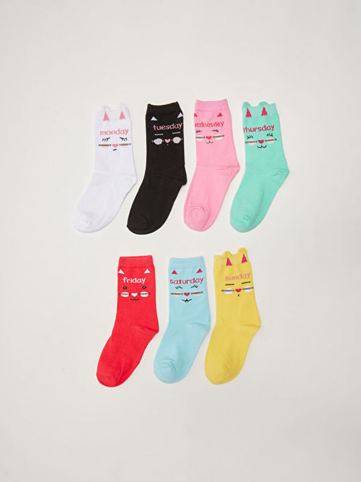 Desenli K?z ?ocuk Soket ?orap 7li - Waikiki фото 2