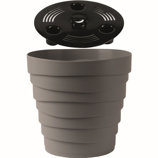 Кашпо для цветов пластиковое 2,25л d-18см "Бархан" Серый жемчуг