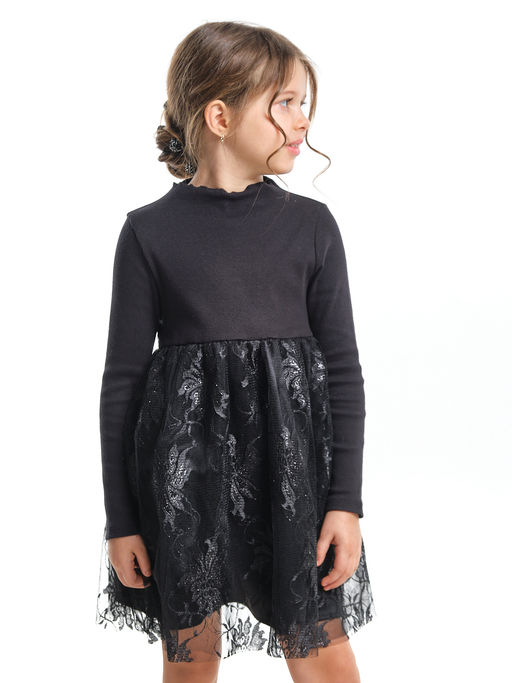 Черное комбинированное нарядное платье UD 6232 черный - Mini maxi фото 4