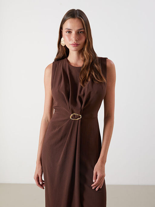 Bisiklet Yaka B?zg?l? Krep Elbise