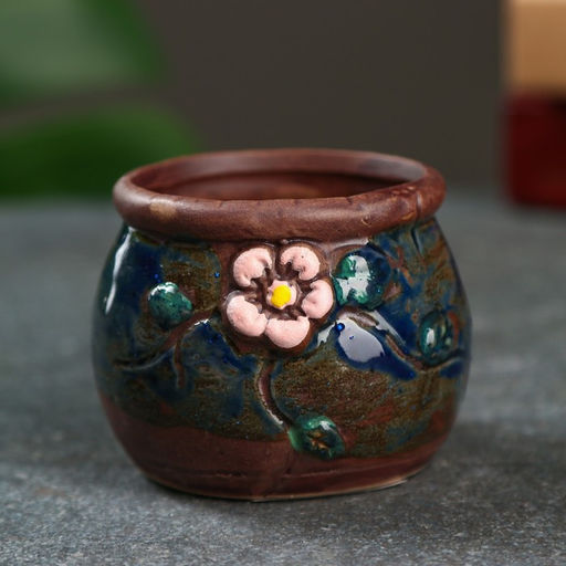 Цена за 2 шт. Горшок "Бочонок" 5х5х5см МИКС