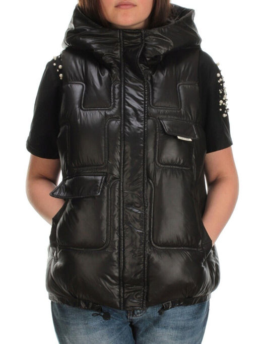 GB18401-2010-C BLACK Жилет женский демисезонный (120 гр. холлофайбера) - Фабричный китай фото 2