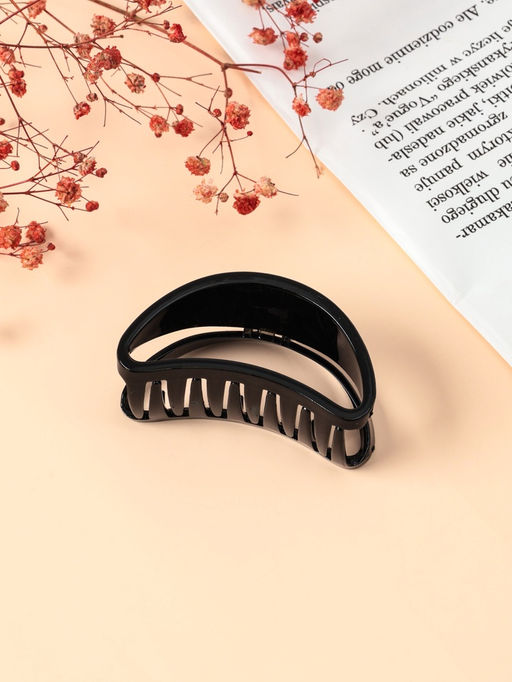 Цена за 12 шт. Крабик для волос «Глянец», утончённая дуга, 6.5×3 см, чёрный