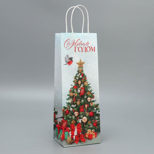 Цена за 20 шт. Пакет под бутылку Подарочки, 13 x 36 x 10 см
