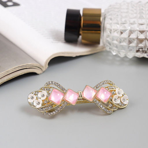 Заколка - автомат для волос «Розмари», бант, 7 см, золото