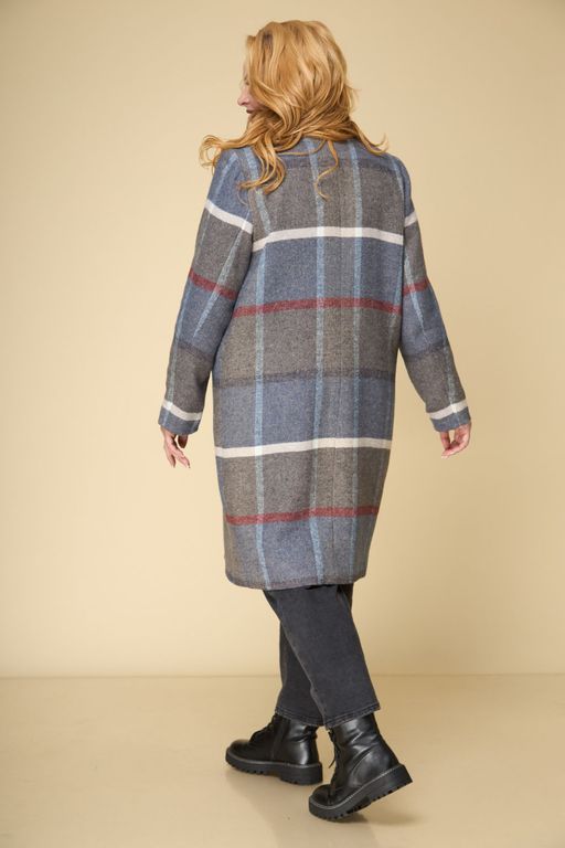 Пальто БелЭльСтиль 855 клетка синяя фото 4