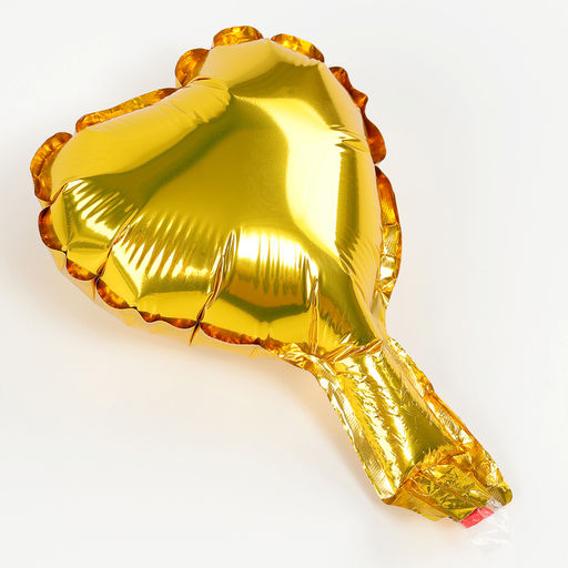 Цена за 5 шт. Воздушный шар фольгированный 5" «Сердце», для палочки, золотой