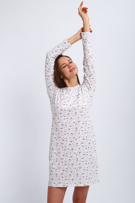 Ночная сорочка длинный рукав из кулирки Соня овечки