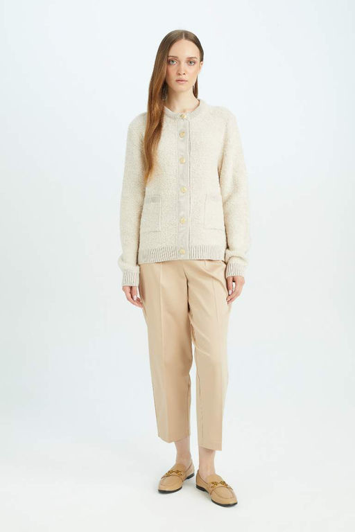 Кардиган стандартного кроя с круглым вырезом - Defacto фото 2