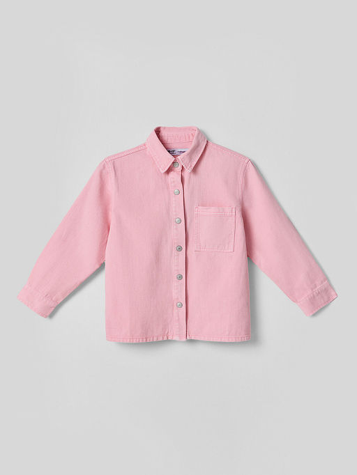 Рубашка джинсовая для девочек оверсайз розовая - Mark formelle фото 5