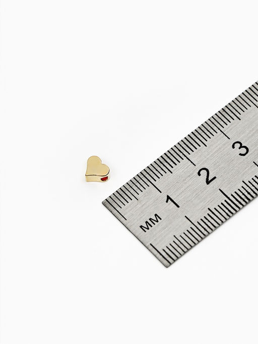 Бусина - разделитель радированный Сердечко, набор 10 шт. 6?6 мм, внутренний d=2 мм, цвет золото