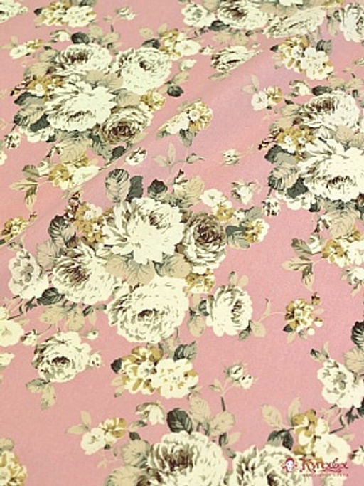 Плотный импортный хлопок Белые пионы на розовом, ш.1.44м, хлопок-100%, 125гр/м.кв