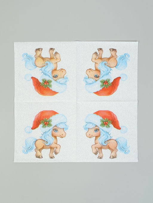 Цена за 6 шт. Салфетки бумажные однослойные Символ года, 24?24, 40 шт.