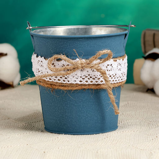 Кашпо «Ведёрко Линдберг», 10×10×10 см, синее