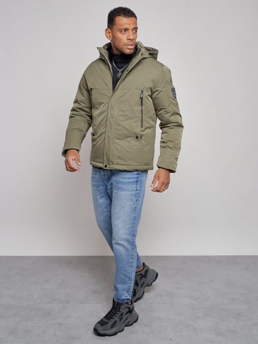 Куртка мужская зимняя с капюшоном спортивная великан цвета хаки 8332Kh - Wonderrman фото 11