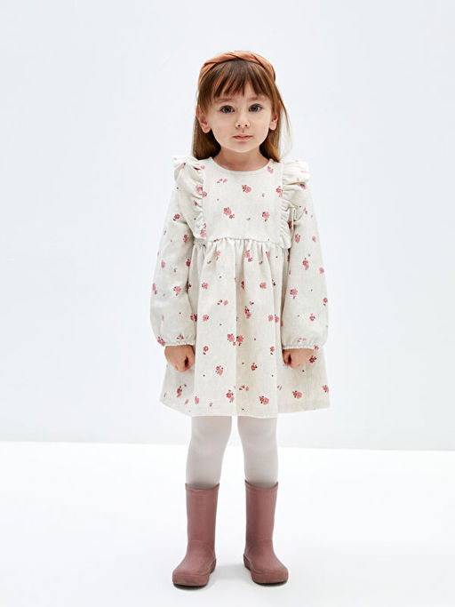 Bisiklet Yaka ?i?ekli K?z Bebek Elbise - Waikiki фото 2