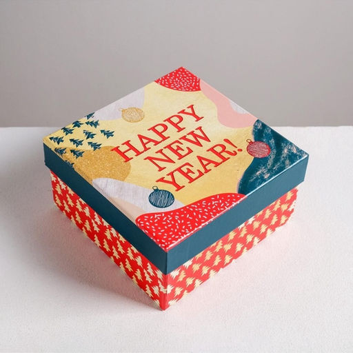 Коробки подарочные новогодние набор 6 в1 Happy new year, 10×10×6 - 20×20×11 см
