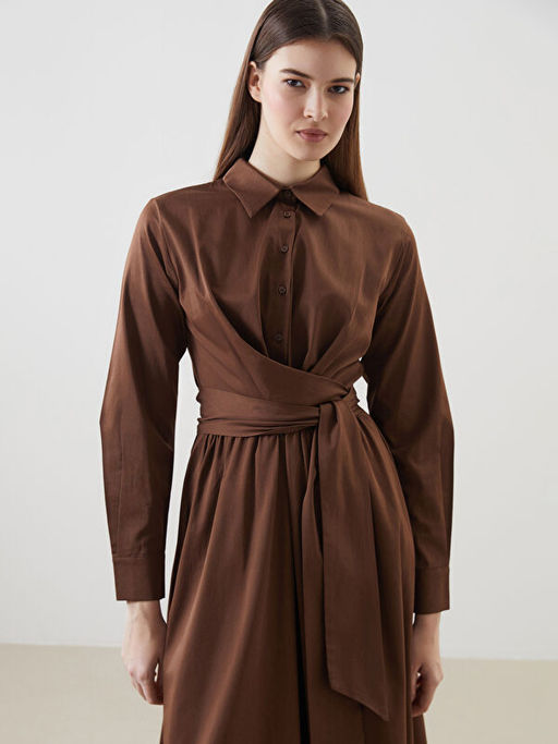 G?mlek Yaka Poplin Elbise