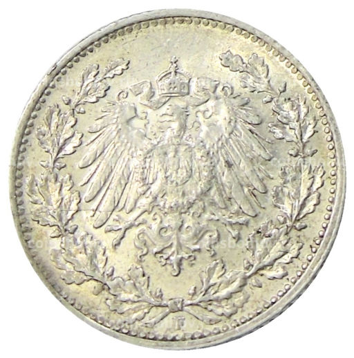 Монета 1/2 марки 1915 года F Германия