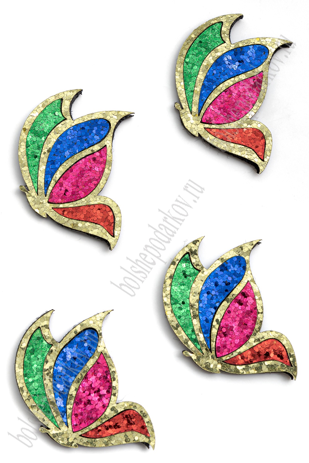 Лазерная вырубка из кожзама "Бабочка микс №2" 4*4,9 см (10 шт) несклеенная