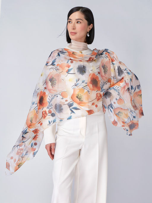 Большой, мягкий, тонкий и очень нежный двусторонний палантин с рисунком - Tantino фото 6