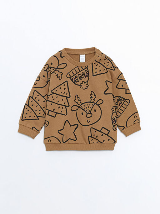 Bisiklet Yaka Bask?l? Erkek Bebek Sweatshirt ve E?ofman Alt 2li Tak?m - Waikiki фото 2