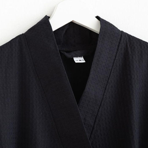 Халат вафельный мужской удлинённый Экономь и Я размер 46-48, цвет чёрный, 100% хлопок, 200 г/м²