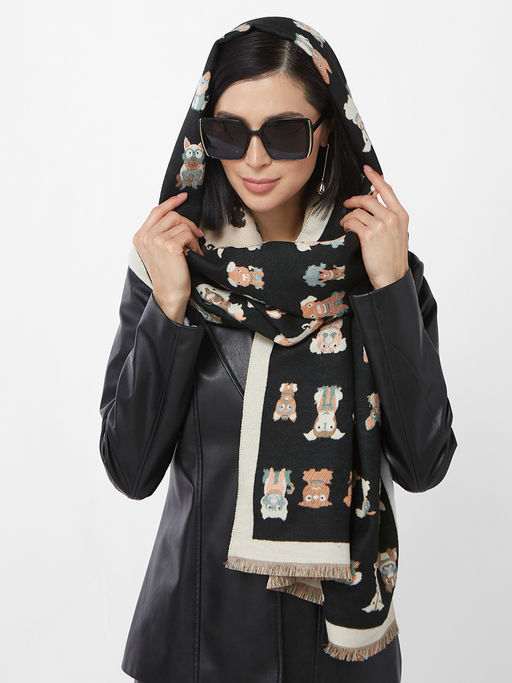 в составе ШЕРСТЬ и КАШЕМИР  Большой, мягкий, теплый двусторонний палантин с принтом. - Tantino фото 9