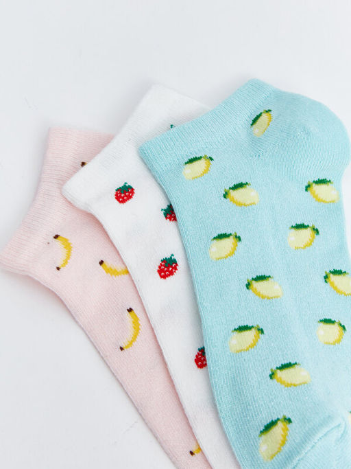 Desenli Kad?n Patik ?orap 3l?