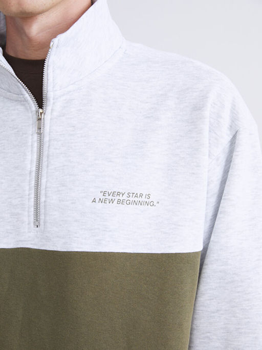 Dik Yaka Uzun Kollu Bask?l? Erkek Sweatshirt